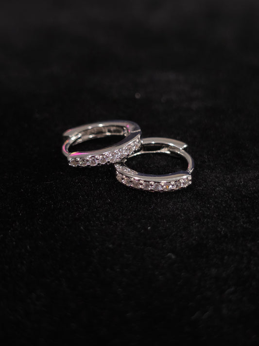 Classic Sterling Silver Cubic Zirconia Huggie Hoop Earrings