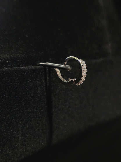 Sterling Silver CZ Hoop Earrings - Prominent Prong Setting