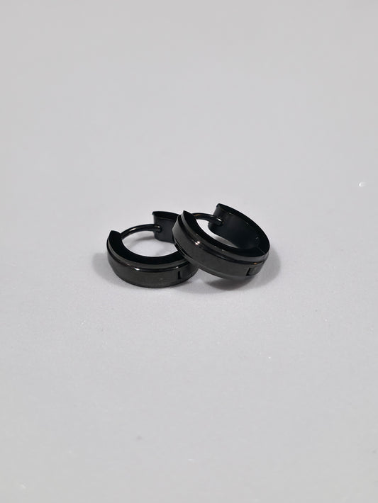 Classic Black Hoop Earrings - Pair