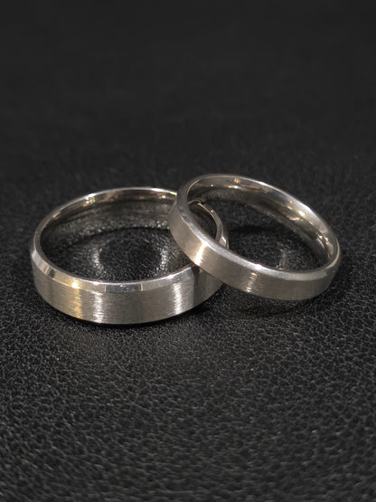 Plain Brushed Stainless Steel Ring – Men's Classic Flat Edge Band
