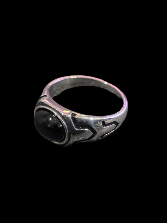Black Onyx-Inspired Statement Ring – Stainless Steel