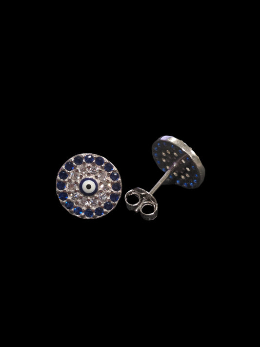 The Evil Eye Silver Earrings with Cubic Zirconia - Pair