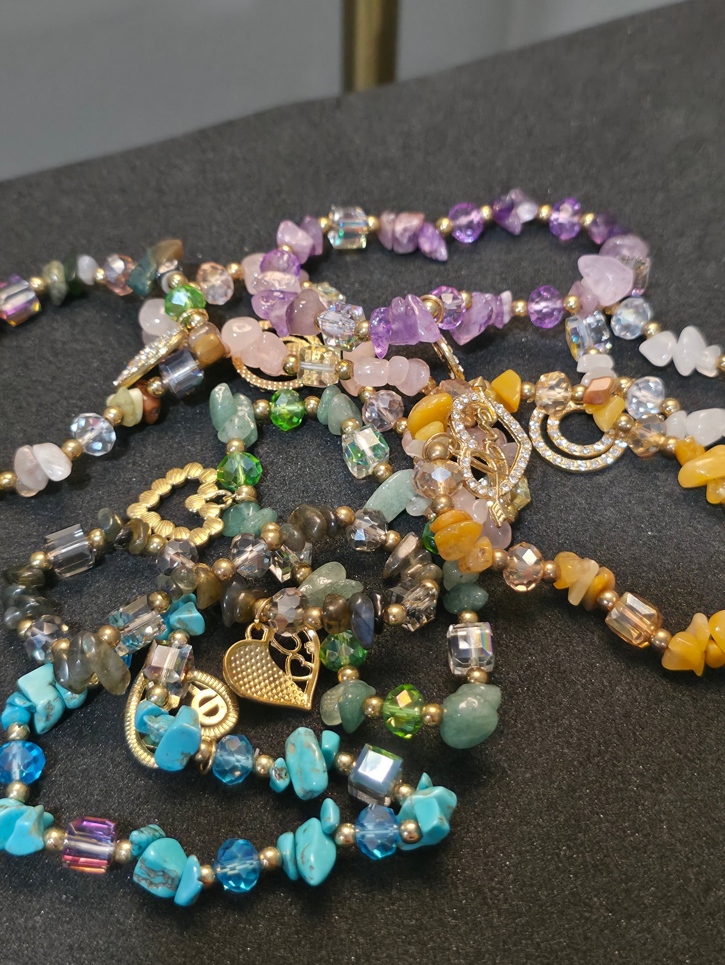 Handcrafted Crystal Charm Bracelets – Mixed Crystal Collection