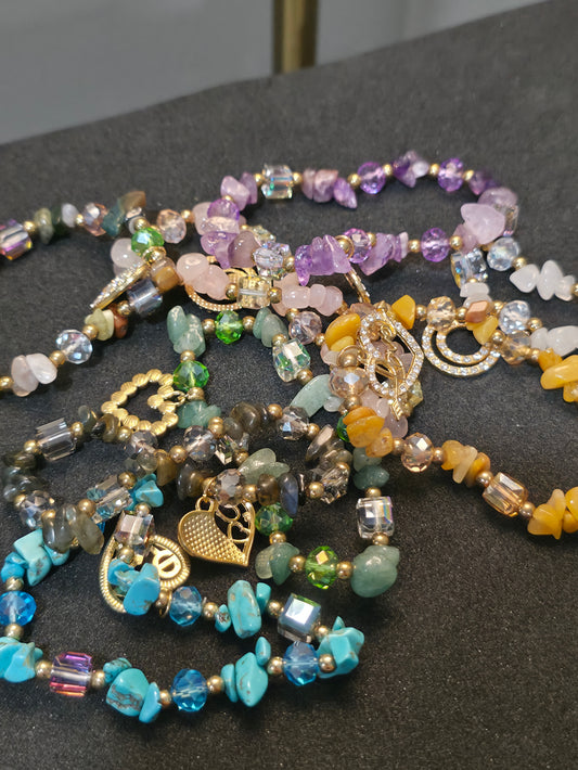 Handcrafted Crystal Charm Bracelets – Mixed Crystal Collection