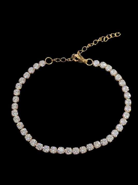 18K Gold CZ Tennis Bracelet - Stainless Stee
