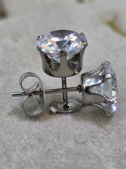 Cubic Zirconia Stud Earrings – Stainless Steel