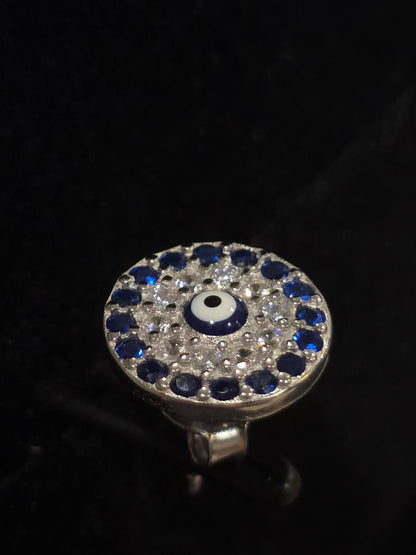 The Evil Eye Silver Earrings with Cubic Zirconia - Pair