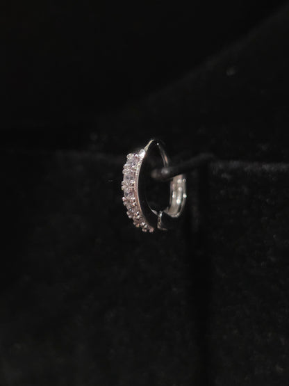 Sterling Silver CZ Hoop Earrings - Prominent Prong Setting