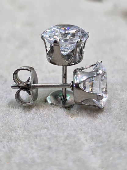 Cubic Zirconia Stud Earrings – Stainless Steel