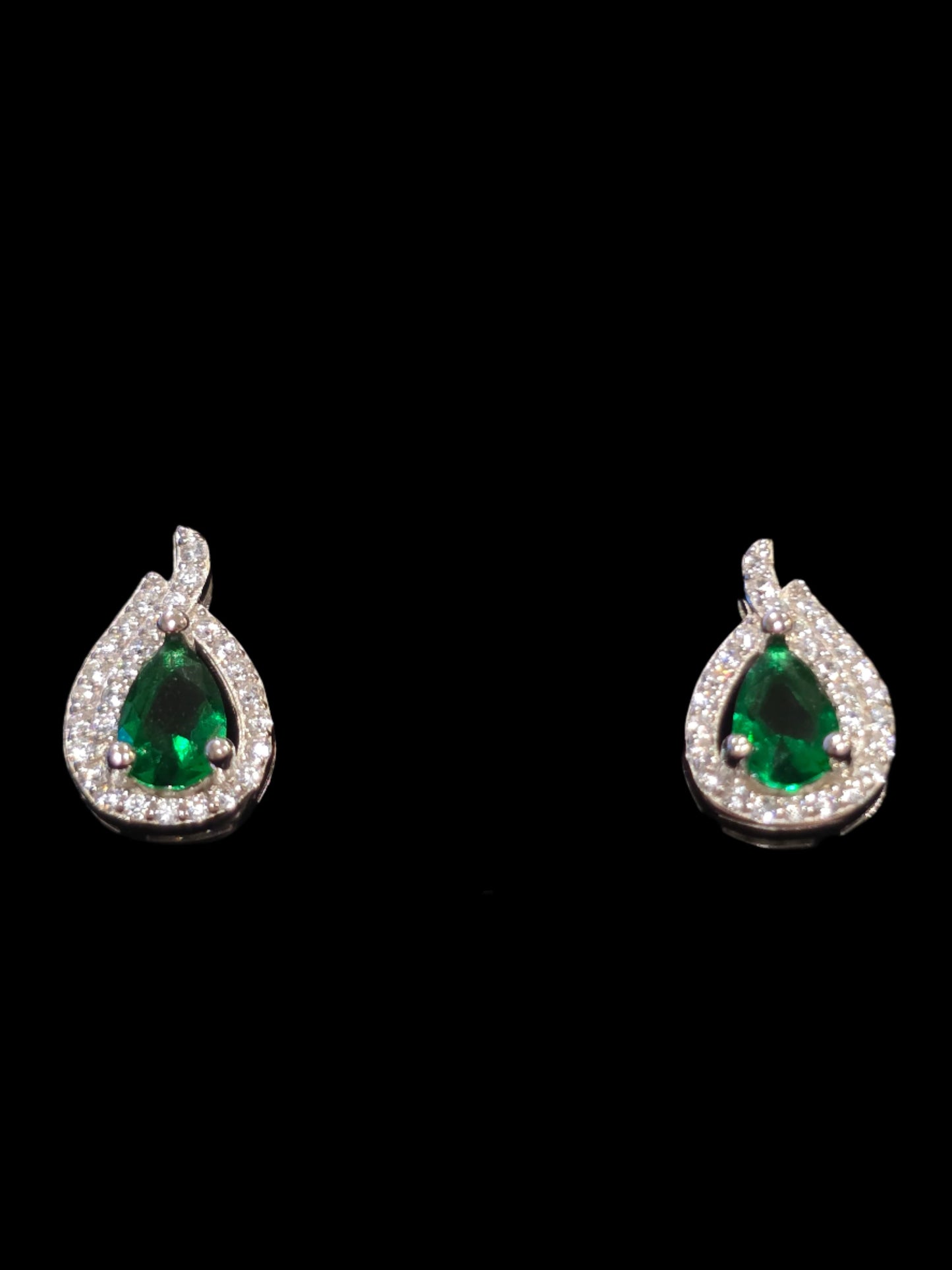 Teardrop Imitation Sapphire Earrings – Silver