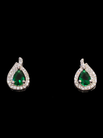 Teardrop Imitation Sapphire Earrings – Silver