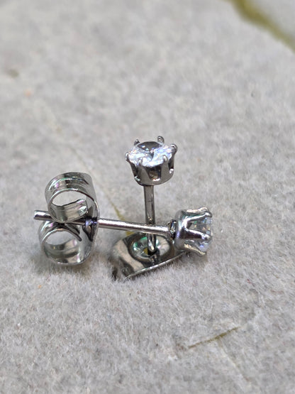Cubic Zirconia Stud Earrings – Stainless Steel