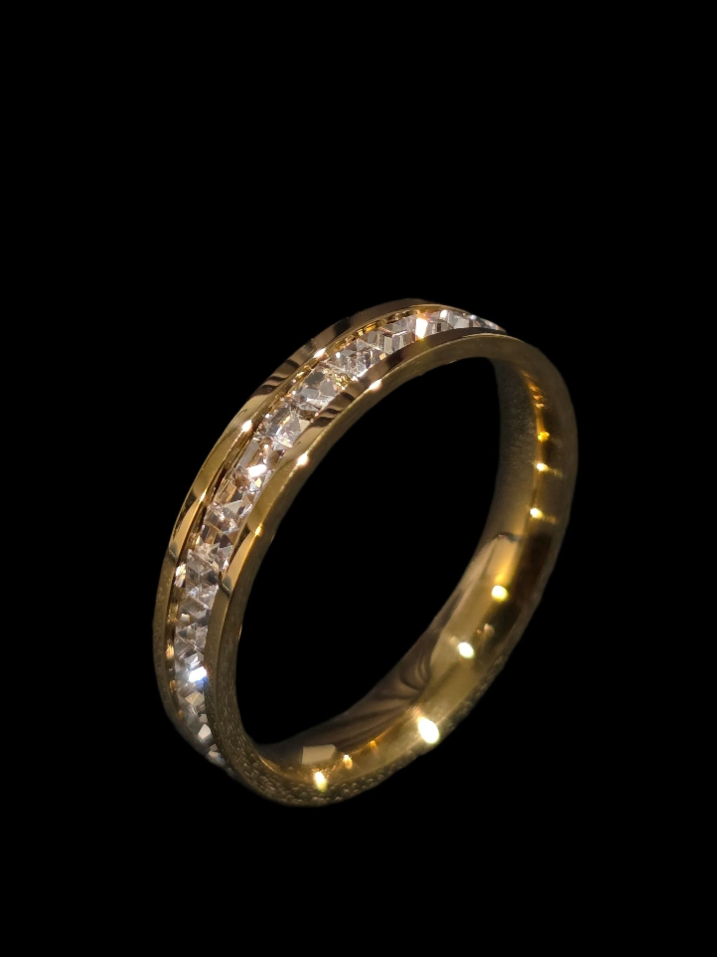Golden Ring with Full CZ Inlay – Elegant Channel-Set Band