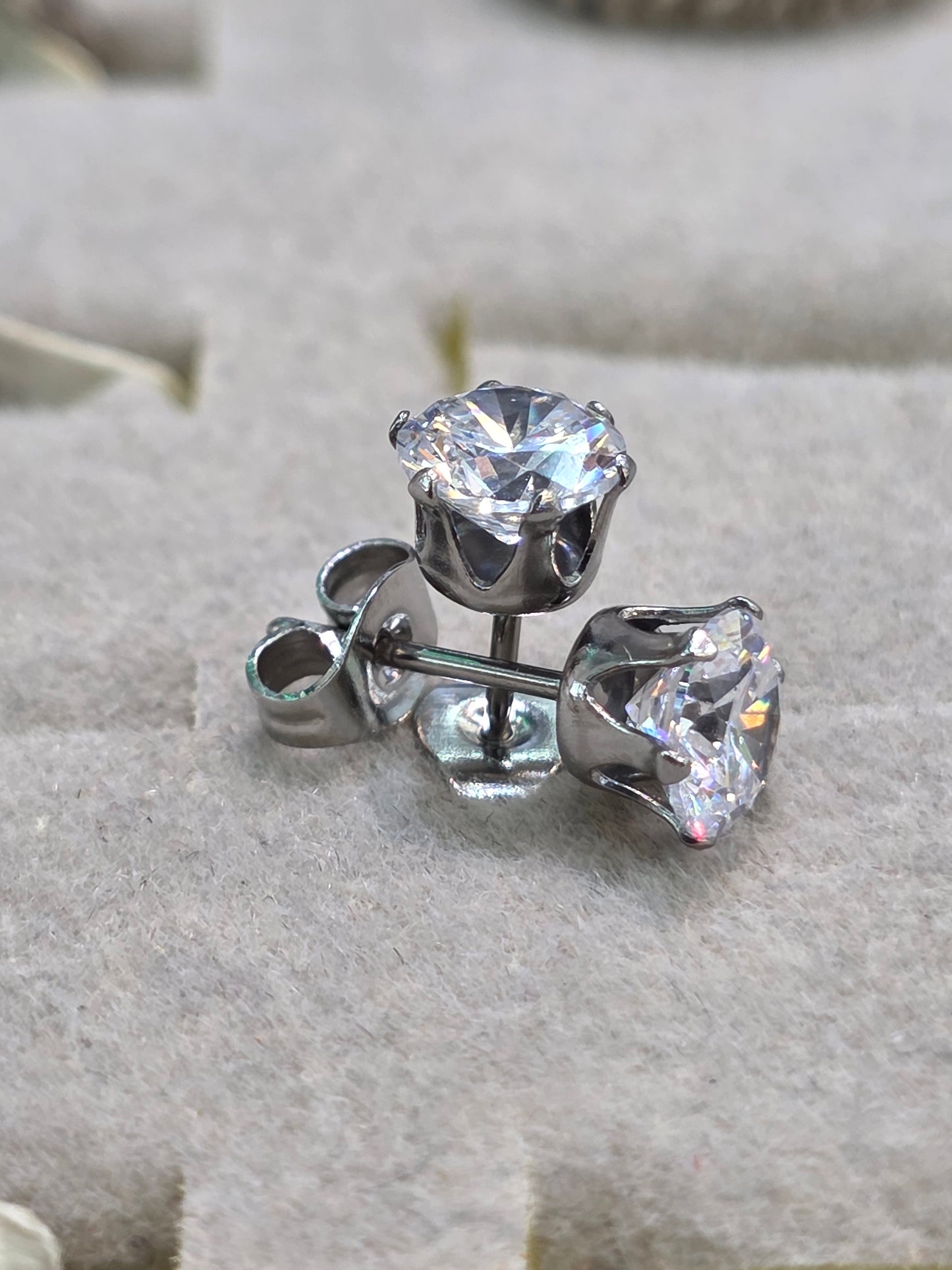 Cubic Zirconia Stud Earrings – Stainless Steel