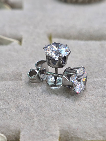 Cubic Zirconia Stud Earrings – Stainless Steel