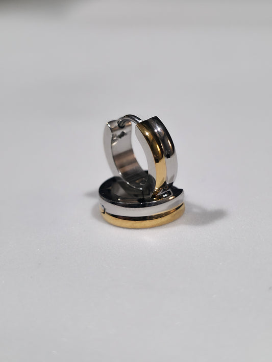 Silver Gold Earrings - Pair