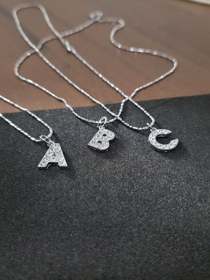 Alphabet Rhinestone Initial Necklace – A to Z