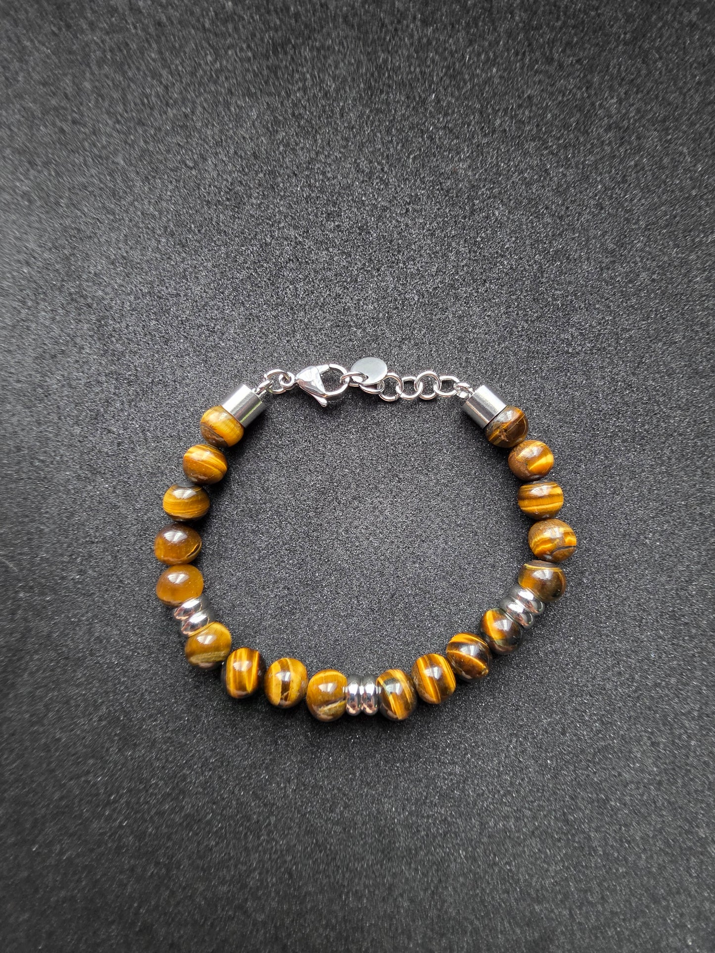Tiger Eye Stone Beaded Bracelet with Adjustable Clasp