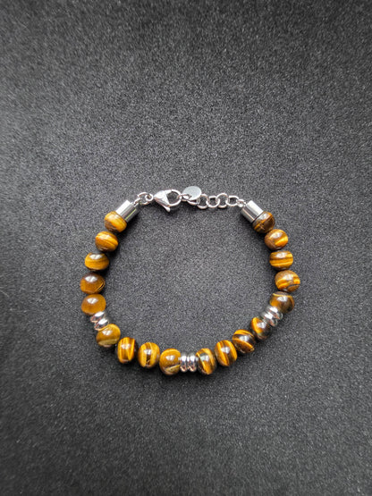 Tiger Eye Stone Beaded Bracelet with Adjustable Clasp