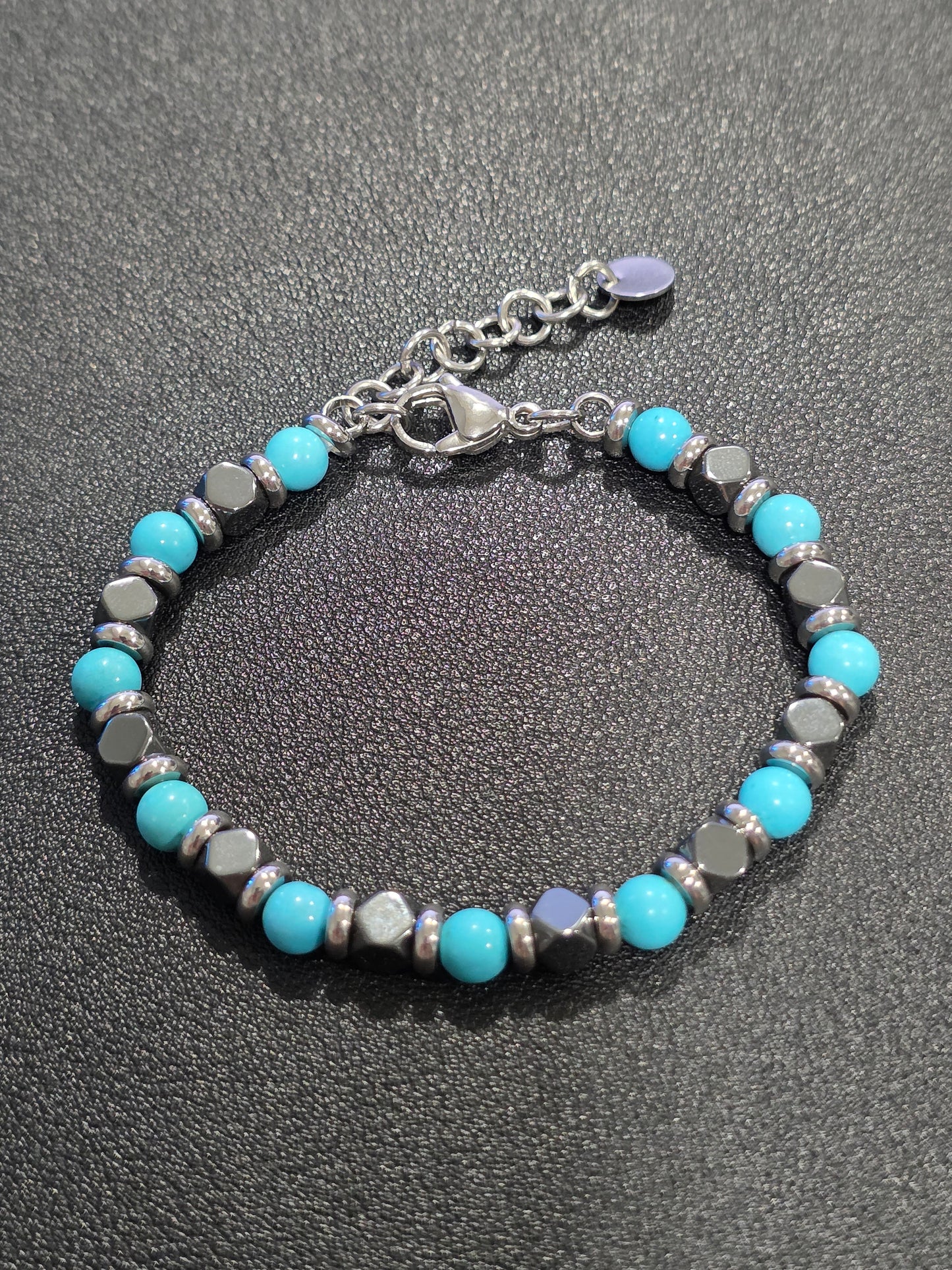 Turquoise & Hematite Magnetic Bead Bracelet – Elegant & Energizing